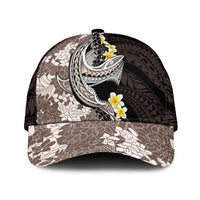 Brown and Black Hawaii Shark Tattoo Classic Cap Puakenikeni Lei Plumeria Polynesian Pattern - Polynesian Pride