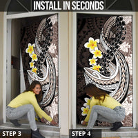 Brown and Black Hawaii Shark Tattoo Door Cover Puakenikeni Lei Plumeria Polynesian Pattern - Polynesian Pride