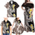 Brown and Black Hawaii Shark Tattoo Family Matching Off Shoulder Maxi Dress and Hawaiian Shirt Puakenikeni Lei Plumeria Polynesian Pattern - Polynesian Pride