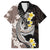 Brown and Black Hawaii Shark Tattoo Family Matching Tank Maxi Dress and Hawaiian Shirt Puakenikeni Lei Plumeria Polynesian Pattern - Polynesian Pride