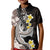 Brown and Black Hawaii Shark Tattoo Kid Polo Shirt Puakenikeni Lei Plumeria Polynesian Pattern - Polynesian Pride
