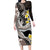 Brown and Black Hawaii Shark Tattoo Long Sleeve Bodycon Dress Puakenikeni Lei Plumeria Polynesian Pattern - Polynesian Pride
