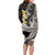 Brown and Black Hawaii Shark Tattoo Long Sleeve Bodycon Dress Puakenikeni Lei Plumeria Polynesian Pattern - Polynesian Pride