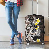 Brown and Black Hawaii Shark Tattoo Luggage Cover Puakenikeni Lei Plumeria Polynesian Pattern - Polynesian Pride