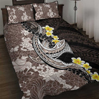 Brown and Black Hawaii Shark Tattoo Quilt Bed Set Puakenikeni Lei Plumeria Polynesian Pattern - Polynesian Pride