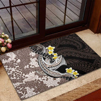Brown and Black Hawaii Shark Tattoo Rubber Doormat Puakenikeni Lei Plumeria Polynesian Pattern - Polynesian Pride