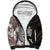 Brown and Black Hawaii Shark Tattoo Sherpa Hoodie Puakenikeni Lei Plumeria Polynesian Pattern - Polynesian Pride