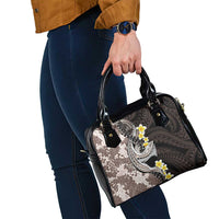 Brown and Black Hawaii Shark Tattoo Shoulder Handbag Puakenikeni Lei Plumeria Polynesian Pattern - Polynesian Pride