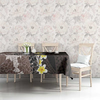 Brown and Black Hawaii Shark Tattoo Tablecloth Puakenikeni Lei Plumeria Polynesian Pattern - Polynesian Pride