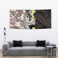 Brown and Black Hawaii Shark Tattoo Tapestry Puakenikeni Lei Plumeria Polynesian Pattern - Polynesian Pride