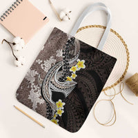 Brown and Black Hawaii Shark Tattoo Tote Bag Puakenikeni Lei Plumeria Polynesian Pattern - Polynesian Pride