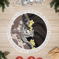 Brown and Black Hawaii Shark Tattoo Tree Skirt Puakenikeni Lei Plumeria Polynesian Pattern - Polynesian Pride