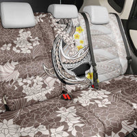 Brown and White Hawaii Shark Tattoo Back Car Seat Cover Puakenikeni Lei Plumeria Polynesian Pattern - Polynesian Pride