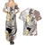 Brown and White Hawaii Shark Tattoo Couples Matching Summer Maxi Dress and Hawaiian Shirt Puakenikeni Lei Plumeria Polynesian Pattern - Polynesian Pride