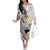 Brown and White Hawaii Shark Tattoo Family Matching Off The Shoulder Long Sleeve Dress and Hawaiian Shirt Puakenikeni Lei Plumeria Polynesian Pattern - Polynesian Pride