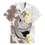 Brown and White Hawaii Shark Tattoo Family Matching Off Shoulder Maxi Dress and Hawaiian Shirt Puakenikeni Lei Plumeria Polynesian Pattern - Polynesian Pride