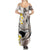 Brown and White Hawaii Shark Tattoo Family Matching Summer Maxi Dress and Hawaiian Shirt Puakenikeni Lei Plumeria Polynesian Pattern - Polynesian Pride