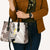 Brown and White Hawaii Shark Tattoo Leather Bag Puakenikeni Lei Plumeria Polynesian Pattern - Polynesian Pride