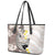 Brown and White Hawaii Shark Tattoo Leather Tote Bag Puakenikeni Lei Plumeria Polynesian Pattern - Polynesian Pride
