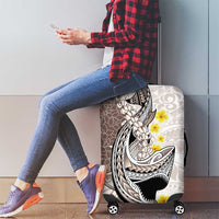 Brown and White Hawaii Shark Tattoo Luggage Cover Puakenikeni Lei Plumeria Polynesian Pattern - Polynesian Pride