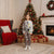 Brown and White Hawaii Shark Tattoo Christmas Pajama Set Puakenikeni Lei Plumeria Polynesian Pattern - Polynesian Pride