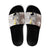 Brown and White Hawaii Shark Tattoo Slide Sandals Puakenikeni Lei Plumeria Polynesian Pattern - Polynesian Pride