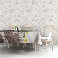 Brown and White Hawaii Shark Tattoo Tablecloth Puakenikeni Lei Plumeria Polynesian Pattern - Polynesian Pride