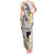 Brown and White Hawaii Shark Tattoo Tank Maxi Dress Puakenikeni Lei Plumeria Polynesian Pattern - Polynesian Pride