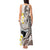 Brown and White Hawaii Shark Tattoo Tank Maxi Dress Puakenikeni Lei Plumeria Polynesian Pattern - Polynesian Pride