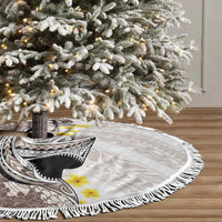 Brown and White Hawaii Shark Tattoo Tree Skirt Puakenikeni Lei Plumeria Polynesian Pattern - Polynesian Pride