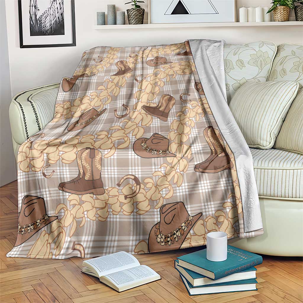 Khaki Palaka Hawaii Cowboy Blanket Puakenikeni Lei Paniolo Papale Seamless Vibes - Polynesian Pride