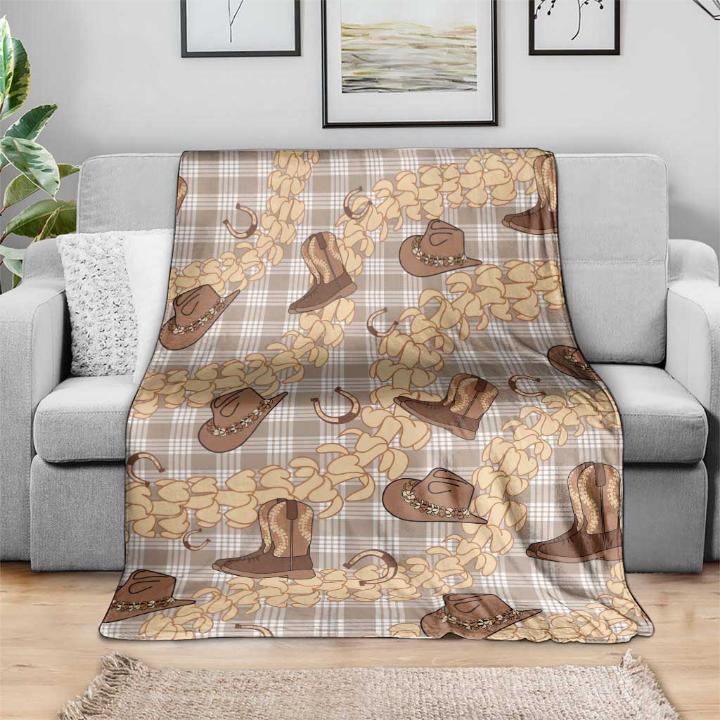 Khaki Palaka Hawaii Cowboy Blanket Puakenikeni Lei Paniolo Papale Seamless Vibes - Polynesian Pride