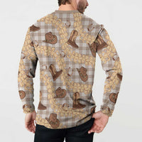 Khaki Palaka Hawaii Cowboy Button Sweatshirt Puakenikeni Lei Paniolo Papale Seamless Vibes - Polynesian Pride