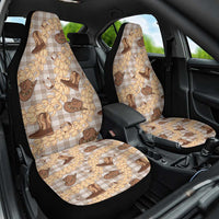Khaki Palaka Hawaii Cowboy Car Seat Cover Puakenikeni Lei Paniolo Papale Seamless Vibes - Polynesian Pride