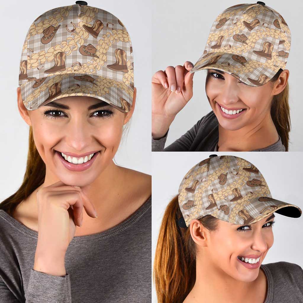 Khaki Palaka Hawaii Cowboy Classic Cap Puakenikeni Lei Paniolo Papale Seamless Vibes - Polynesian Pride