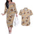 Khaki Palaka Hawaii Cowboy Couples Matching Off The Shoulder Long Sleeve Dress and Hawaiian Shirt Puakenikeni Lei Paniolo Papale Seamless Vibes - Polynesian Pride