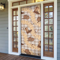 Khaki Palaka Hawaii Cowboy Door Cover Puakenikeni Lei Paniolo Papale Seamless Vibes - Polynesian Pride