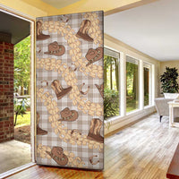 Khaki Palaka Hawaii Cowboy Door Cover Puakenikeni Lei Paniolo Papale Seamless Vibes - Polynesian Pride
