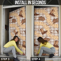 Khaki Palaka Hawaii Cowboy Door Cover Puakenikeni Lei Paniolo Papale Seamless Vibes - Polynesian Pride