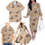 Khaki Palaka Hawaii Cowboy Family Matching Off The Shoulder Long Sleeve Dress and Hawaiian Shirt Puakenikeni Lei Paniolo Papale Seamless Vibes - Polynesian Pride