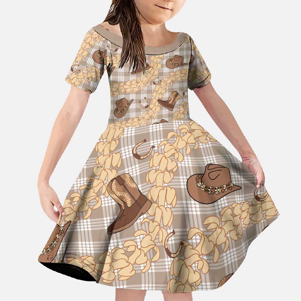 Khaki Palaka Hawaii Cowboy Family Matching Summer Maxi Dress and Hawaiian Shirt Puakenikeni Lei Paniolo Papale Seamless Vibes - Polynesian Pride