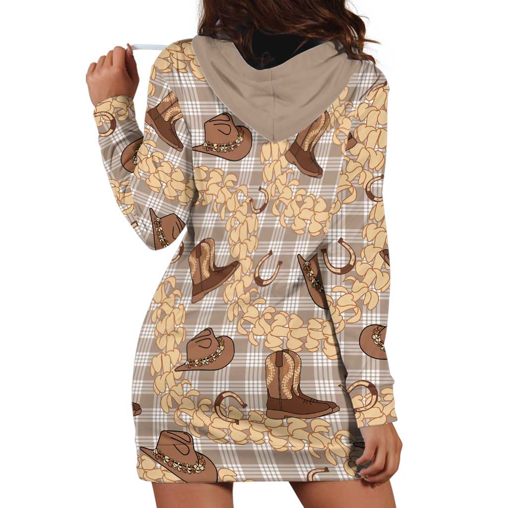 Khaki Palaka Hawaii Cowboy Hoodie Dress Puakenikeni Lei Paniolo Papale Seamless Vibes - Polynesian Pride