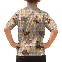 Khaki Palaka Hawaii Cowboy Kid Hawaiian Shirt Puakenikeni Lei Paniolo Papale Seamless Vibes - Polynesian Pride