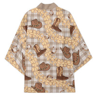 Khaki Palaka Hawaii Cowboy Kimono Puakenikeni Lei Paniolo Papale Seamless Vibes - Polynesian Pride