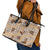 Khaki Palaka Hawaii Cowboy Leather Tote Bag Puakenikeni Lei Paniolo Papale Seamless Vibes - Polynesian Pride