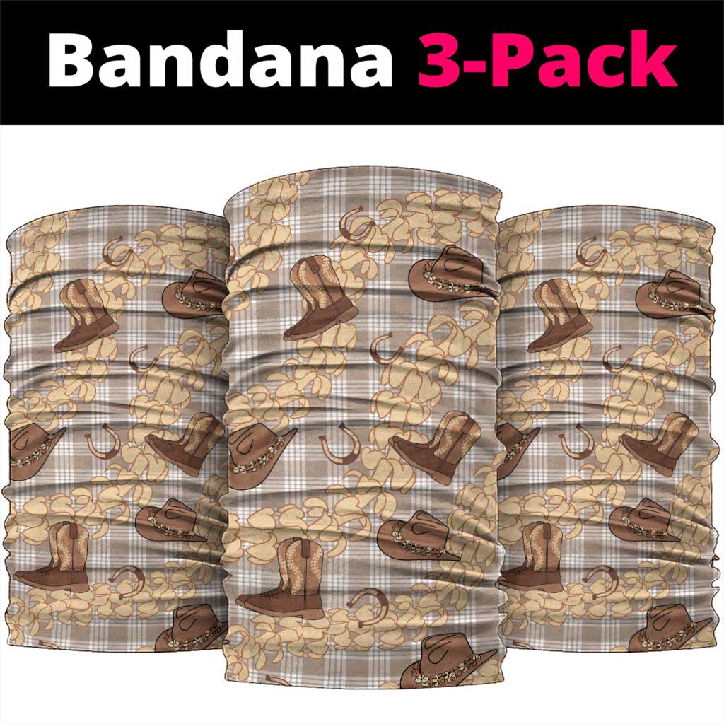 Khaki Palaka Hawaii Cowboy Neck Gaiter Puakenikeni Lei Paniolo Papale Seamless Vibes - Polynesian Pride