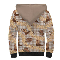 Khaki Palaka Hawaii Cowboy Sherpa Hoodie Puakenikeni Lei Paniolo Papale Seamless Vibes - Polynesian Pride