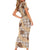 Khaki Palaka Hawaii Cowboy Short Sleeve Bodycon Dress Puakenikeni Lei Paniolo Papale Seamless Vibes - Polynesian Pride