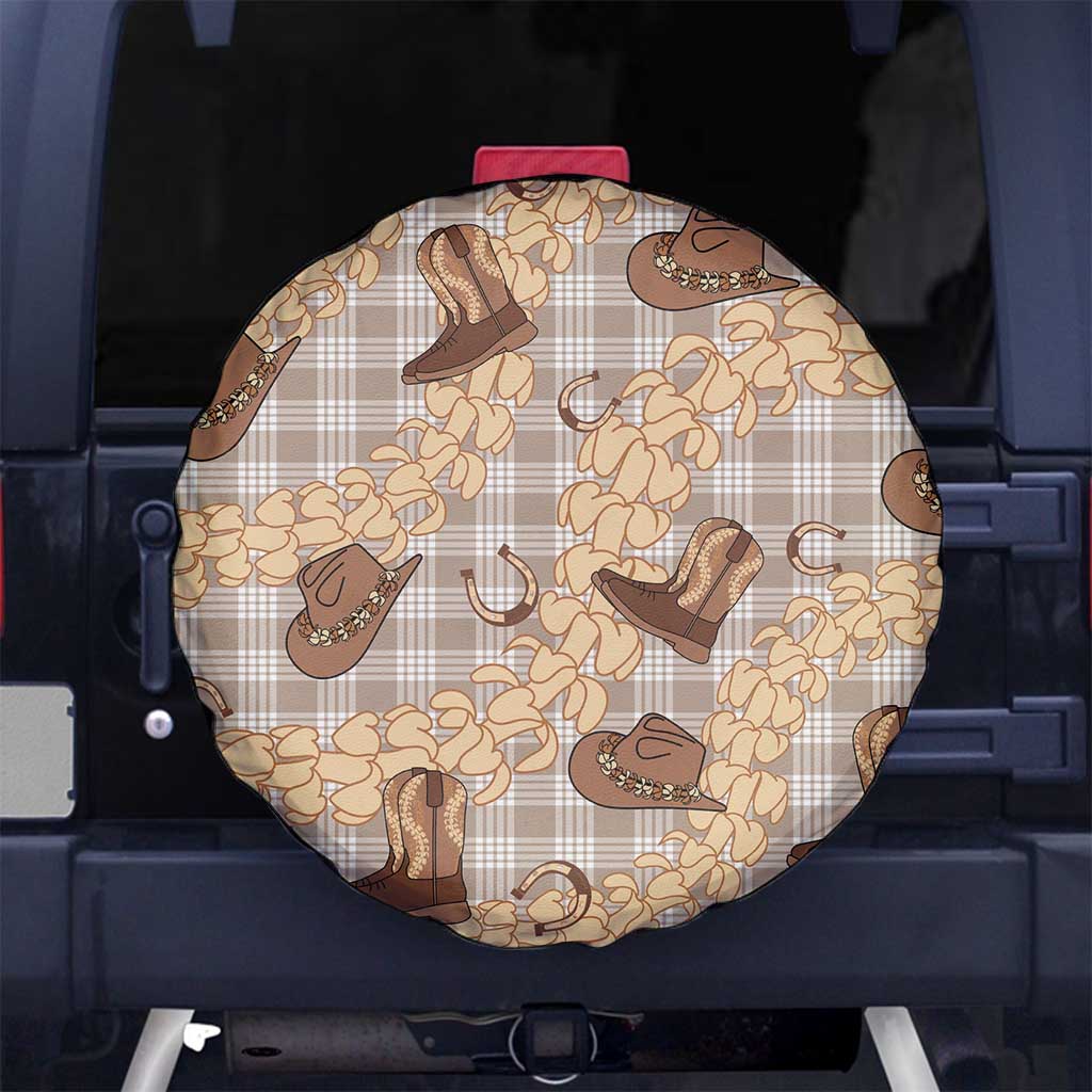 Khaki Palaka Hawaii Cowboy Spare Tire Cover Puakenikeni Lei Paniolo Papale Seamless Vibes - Polynesian Pride
