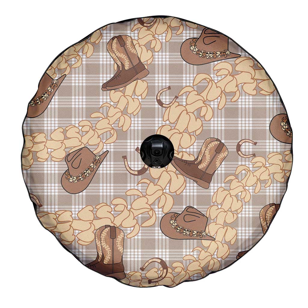 Khaki Palaka Hawaii Cowboy Spare Tire Cover Puakenikeni Lei Paniolo Papale Seamless Vibes - Polynesian Pride